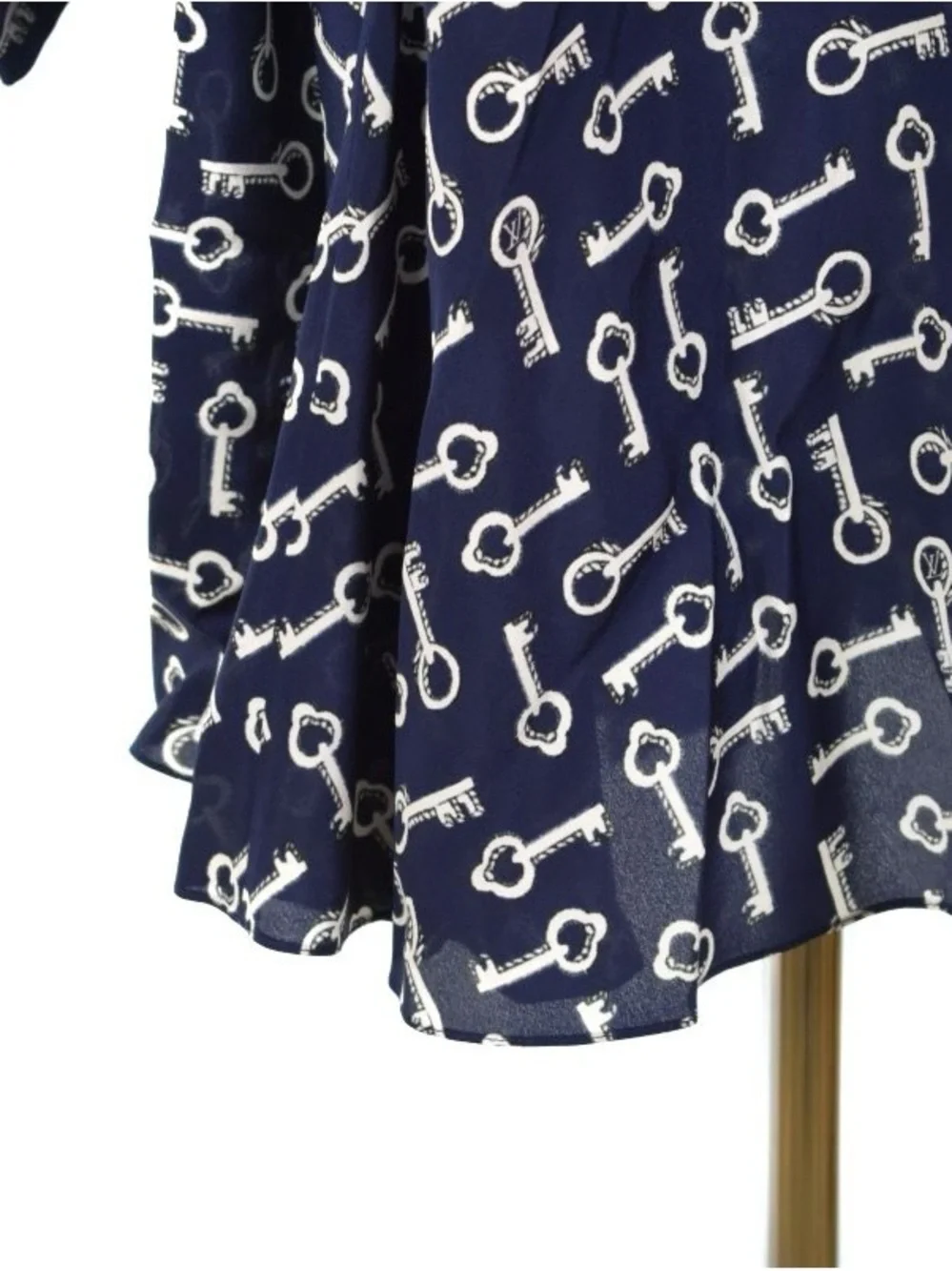 Louis Vuitton Navy and White Key-Print Sailor Collar Kids Dress